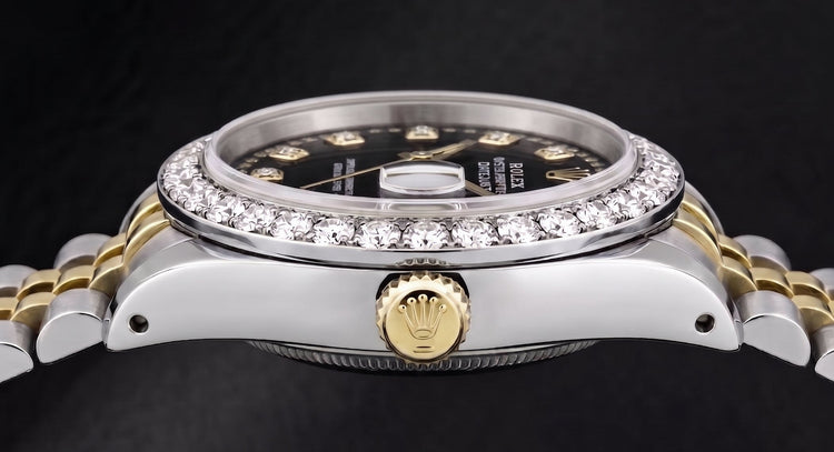 Montre Rolex Datejust 6917 Femme 26 mm Bicolore Cadran Diamants Filet Noir