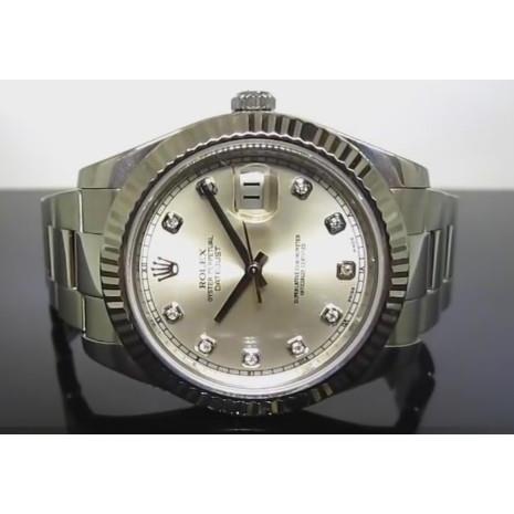 Rolex Modèle 126334 Cadran Diamant Argent Bracelet Oyster Dj Ii Montre Ss