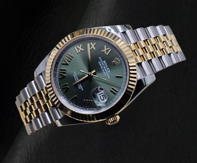 Montre Rolex 126333 Datejust 41 mm bicolore cadran vert chiffres romains