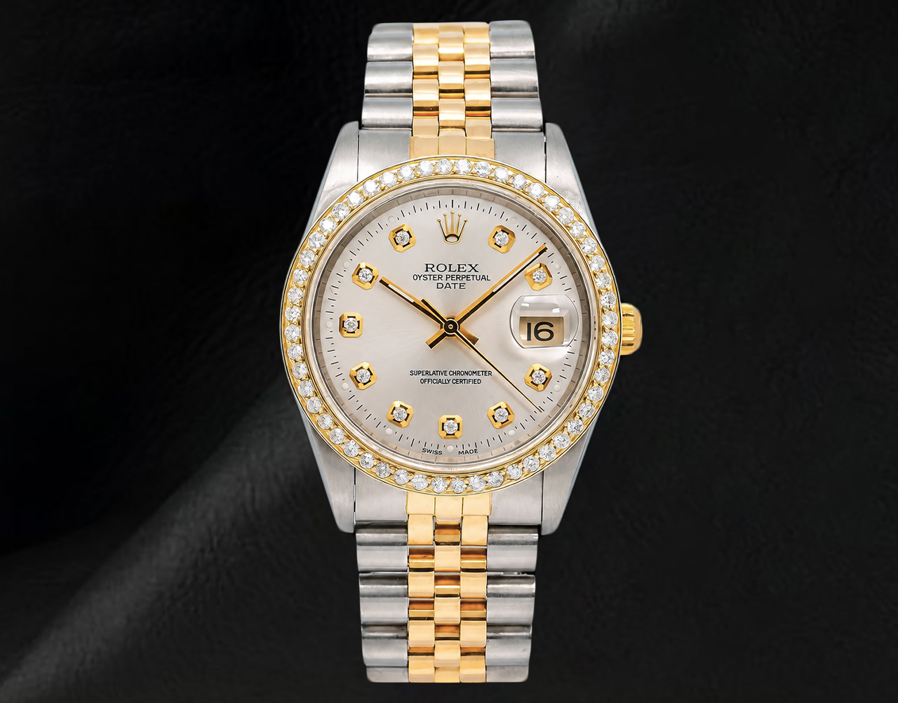 Montre Rolex 15223 Bicolore 34 mm Cadran Diamants Argenté