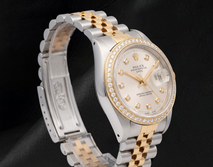 Montre Rolex 15223 Bicolore 34 mm Cadran Diamants Argenté