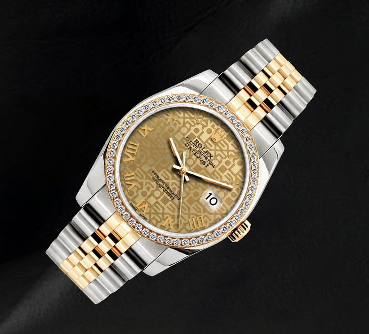 Montre Rolex 16013 36 mm Bicolore Cadran Champagne Jubilé Chiffres Romains Lunette Diamants