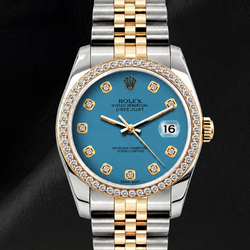 Montre Rolex 16013 Datejust 36 mm Bicolore Cadran Diamants Bleu