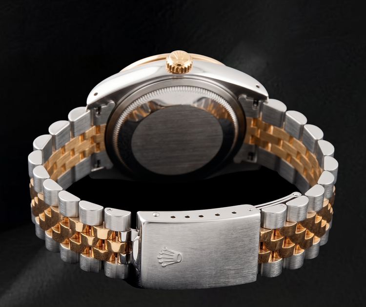 Montre Rolex 16013 Datejust 36 mm Bicolore Cadran Diamants Bleu Glacier Floral
