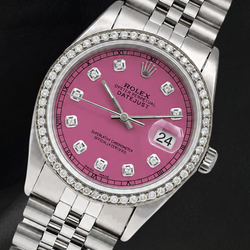 Montre Rolex 16014 Datejust 36 mm en Acier Inoxydable Cadran Diamants Rose