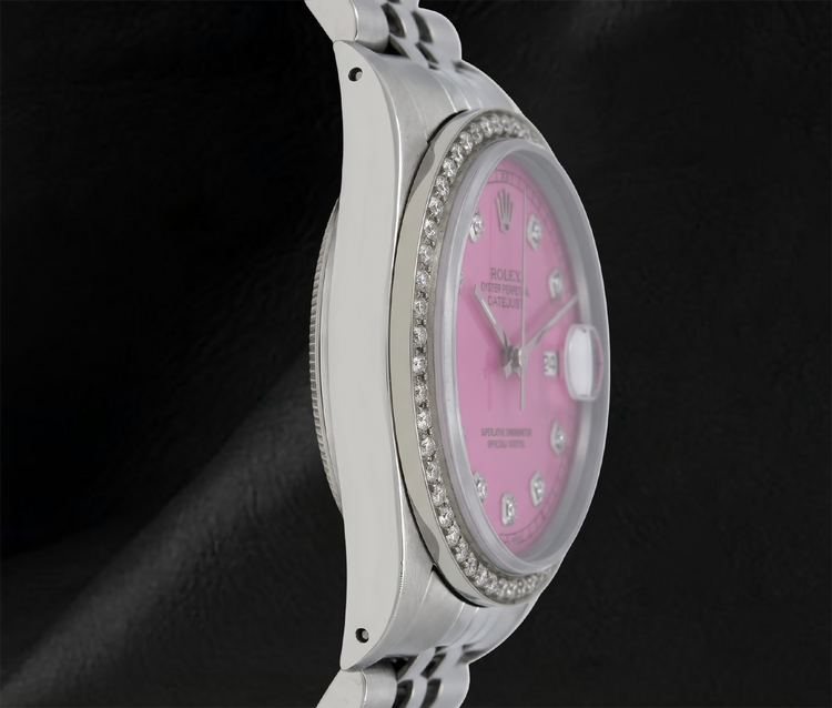 Montre Rolex 16014 Datejust 36 mm en Acier Inoxydable Cadran Diamants Rose