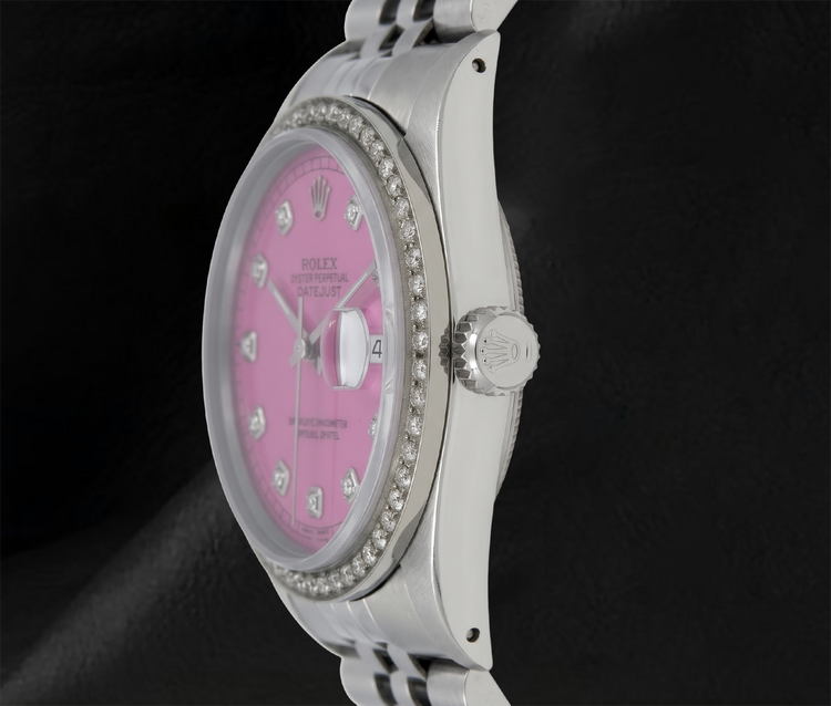 Montre Rolex 16014 Datejust 36 mm en Acier Inoxydable Cadran Diamants Rose