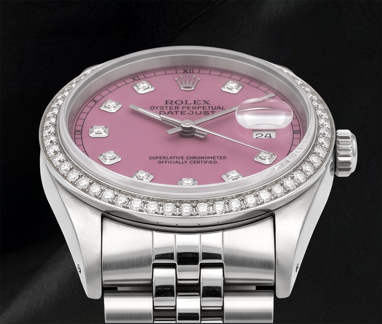 Montre Rolex 16014 Datejust 36 mm en Acier Inoxydable Cadran Diamants Rose