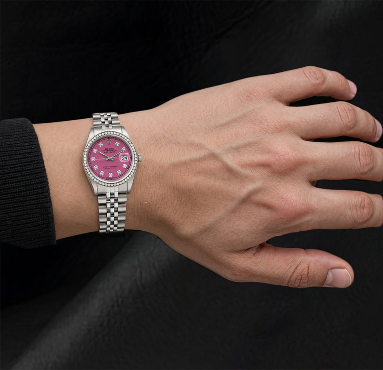 Montre Rolex 16014 Datejust 36 mm en Acier Inoxydable Cadran Diamants Rose