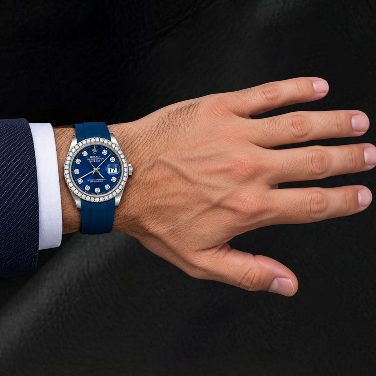 Montre Rolex 1601 Datejust 36 mm Cadran Diamants Bleu