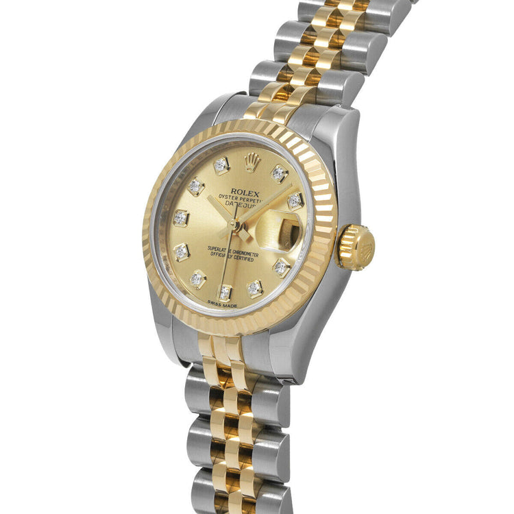 Rolex Two Tone Gold avec Diamant Fin – vue de côté