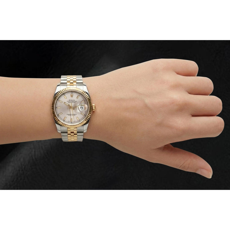 Pierre Précieuse Rolex -carats Sterling Silver Two Tone Gold – vue arrière