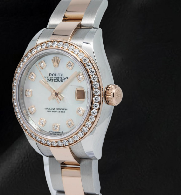 Montre Rolex Lady-Datejust 2019 279381RBR 28 mm Bicolore Or Everose Cadran Diamants Nacre Blanche