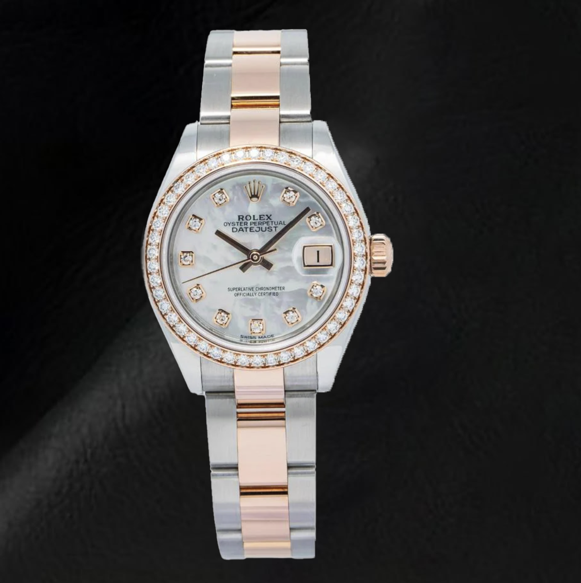 Montre Rolex Lady-Datejust 2019 279381RBR 28 mm Bicolore Or Everose Cadran Diamants Nacre Blanche