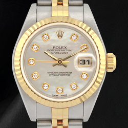 Montre Rolex 26 mm Année 2002 Cadran Diamants en Nacre Blanche