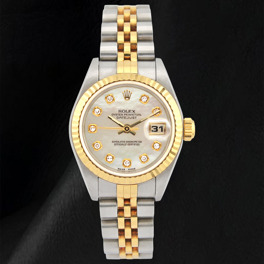 Montre Rolex 26 mm Année 2002 Cadran Diamants en Nacre Blanche
