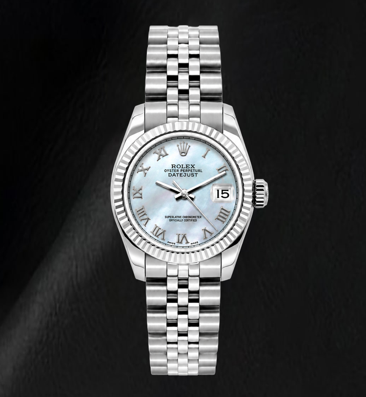 Montre Rolex Datejust 26 mm 6916 Cadran en nacre bleue à chiffres romains