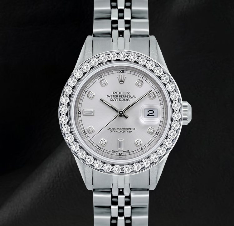 Montre Rolex Datejust 26 mm 6916 en Acier Inoxydable Cadran Diamants Nacre Blanche
