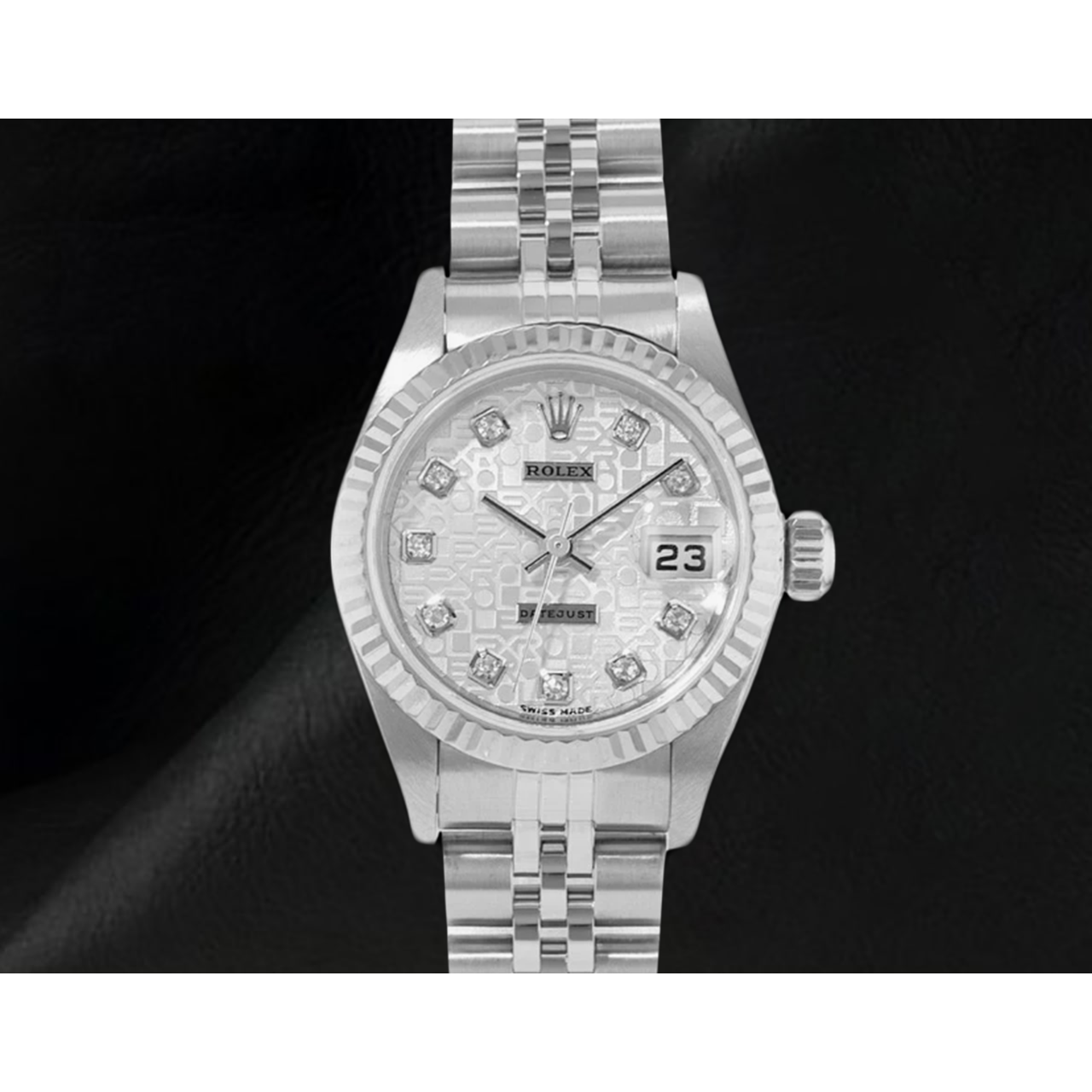 Rolex 26 mm Cadran Diamants Argenté Jubilé Or Blanc Année 2002 Montre pour Femme