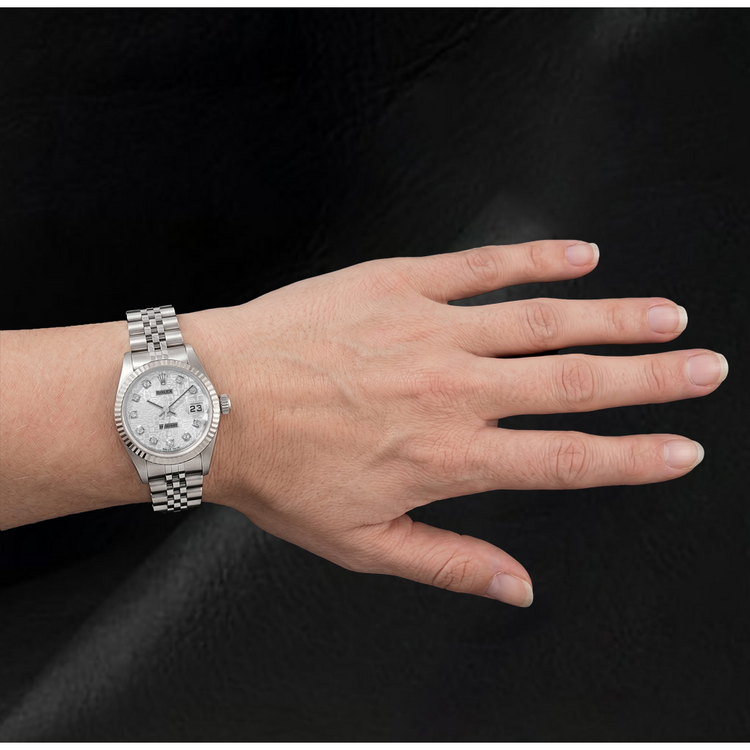 Rolex 26 mm Cadran Diamants Argenté Jubilé Or Blanc Année 2002 Montre pour Femme