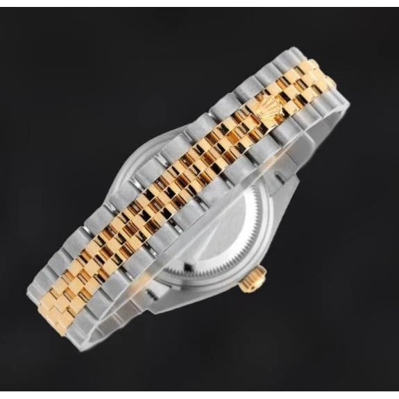 montre bicolore à cadran diamant
