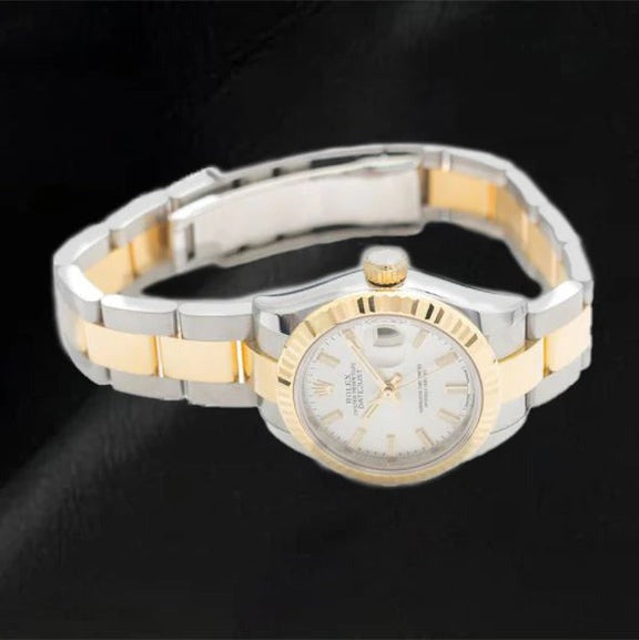 Rolex 279173 dame Datejust automatique cadran argenté montre huître pour femme en or 18 carats
