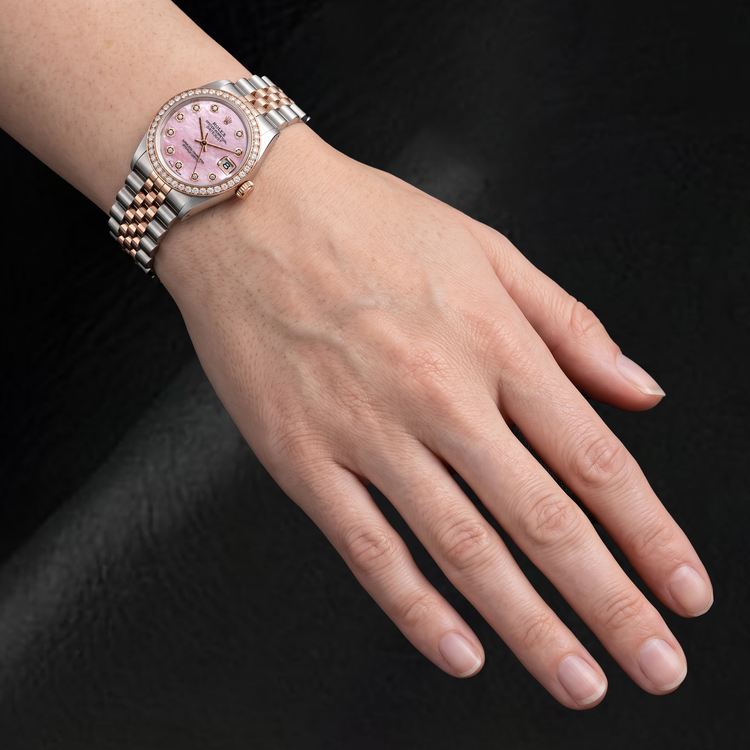 Montre Rolex 31 mm Bicolore Cadran Diamants en Nacre Rose