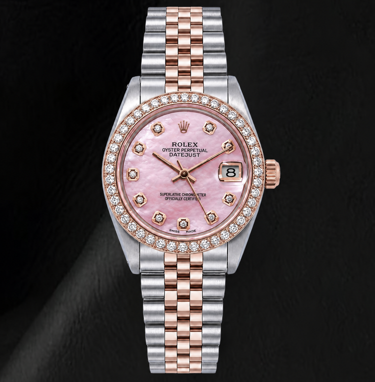 Montre Rolex 31 mm Bicolore Cadran Diamants en Nacre Rose