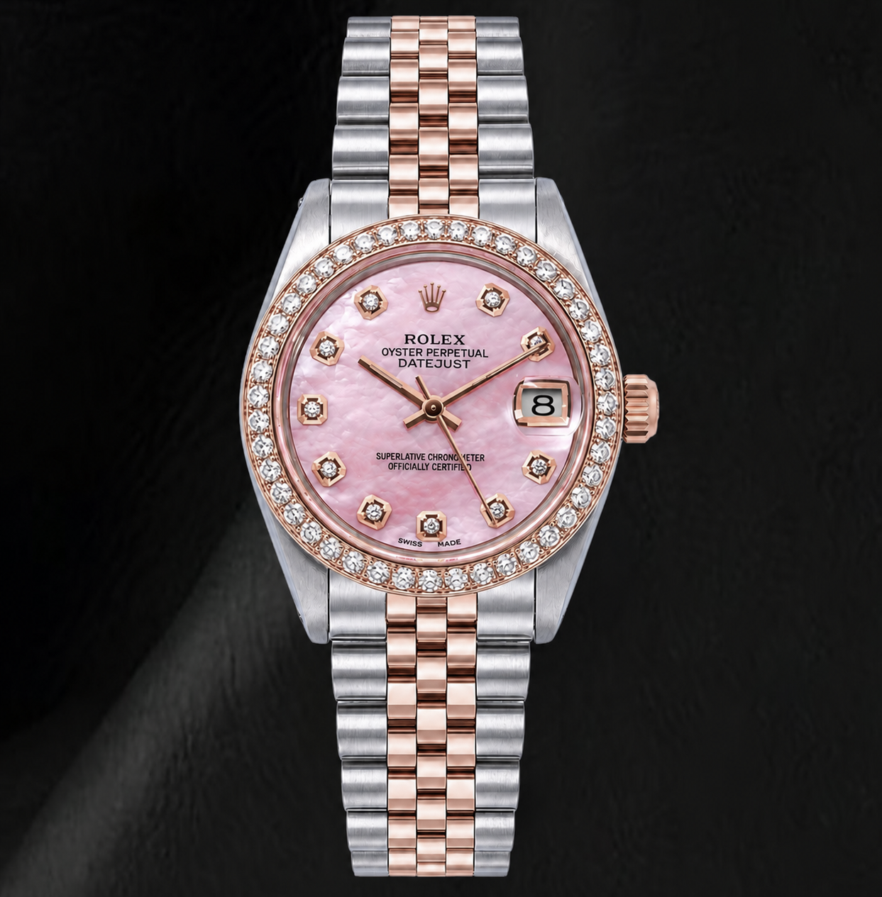 Montre Rolex 31 mm Bicolore Cadran Diamants en Nacre Rose