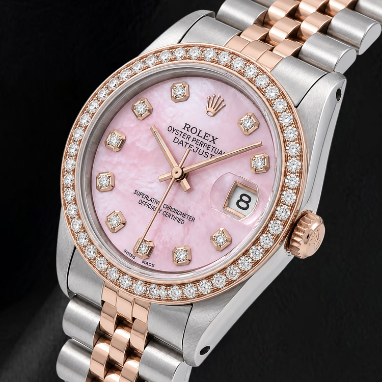 Montre Rolex 31 mm Bicolore Cadran Diamants en Nacre Rose
