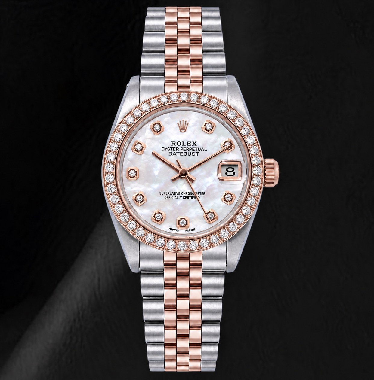 Montre Rolex 31 mm Bicolore Cadran Diamants Nacre Blanche