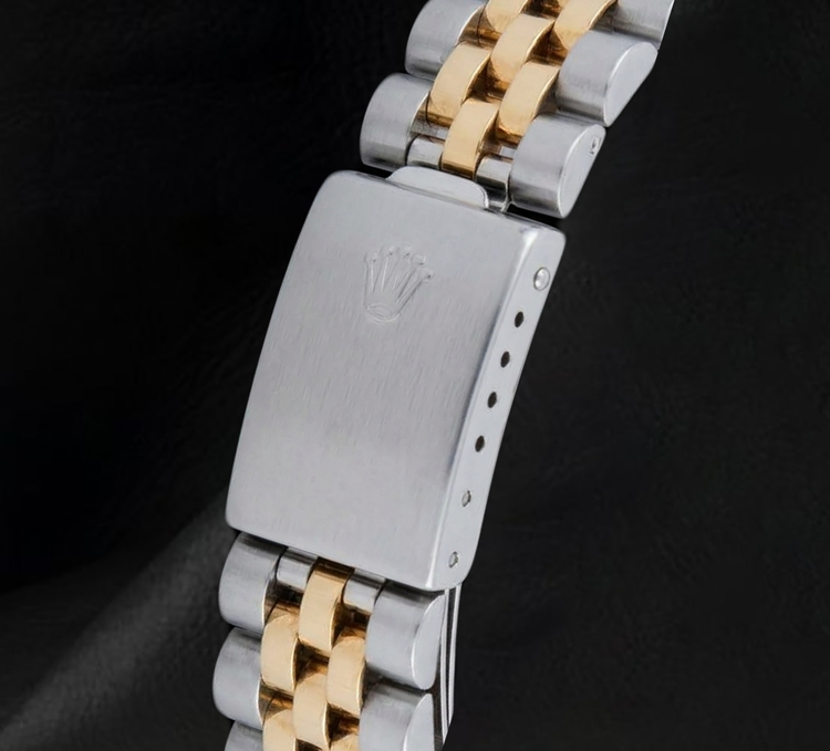 Montre Rolex Datejust 36 mm 16013 Bicolore Cadran Diamants en Nacre Noire Lunette Cannelée