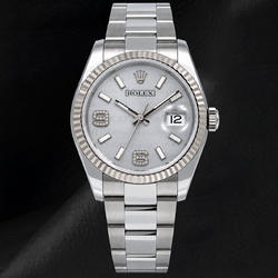 Montre Rolex Datejust 36 mm 116234 Cadran Diamants Argenté Chiffres Arabes Bracelet Oyster Acier Inoxydable