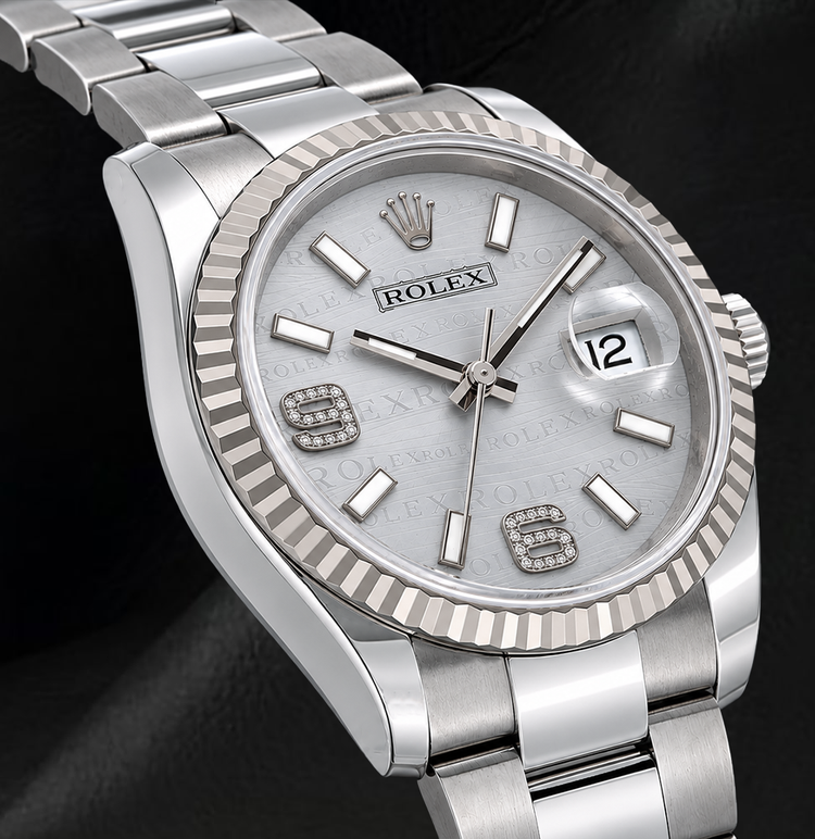 Montre Rolex Datejust 36 mm 116234 Cadran Diamants Argenté Chiffres Arabes Bracelet Oyster Acier Inoxydable