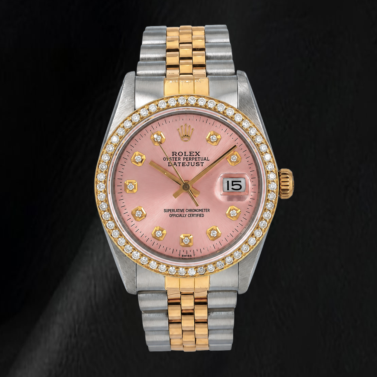 Montre Rolex Datejust 36 mm 16013 Bicolore Cadran Diamants Rose