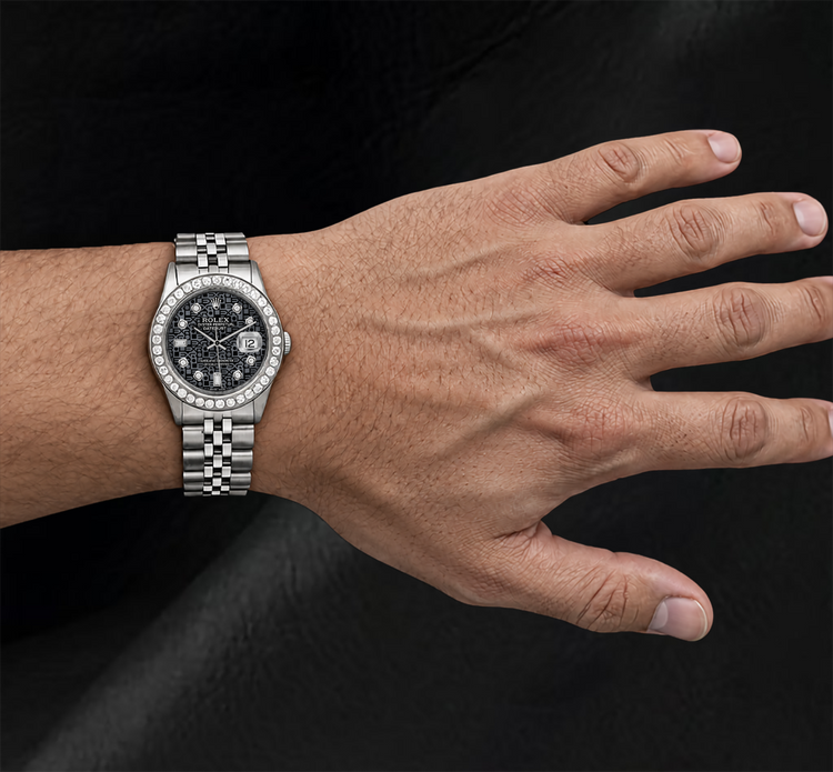 Montre Rolex Datejust 36 mm 16014 en Acier Inoxydable Cadran Diamants Motif Bleu