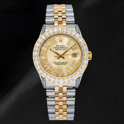 Montre Rolex Datejust 36 mm 1601 Bicolore Cadran Diamants Chiffres Romains