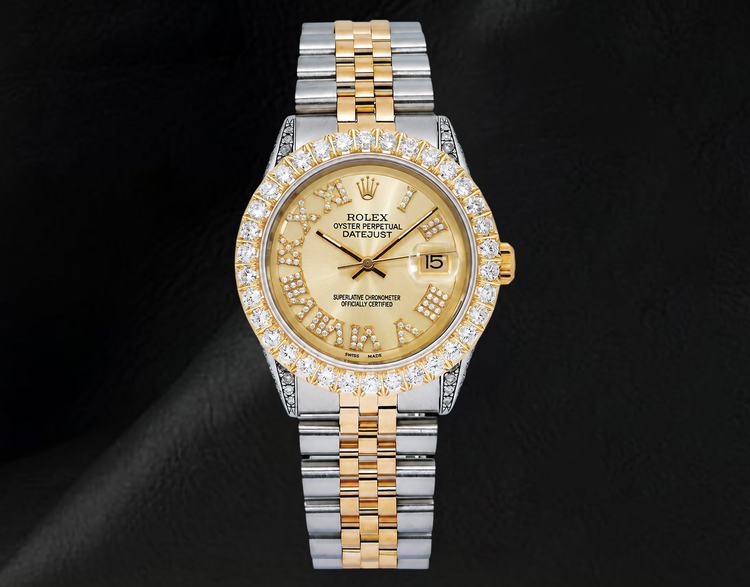Montre Rolex Datejust 36 mm 1601 Bicolore Cadran Diamants Chiffres Romains
