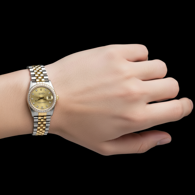 Brillant Rolex en Two Tone – vue d'angle