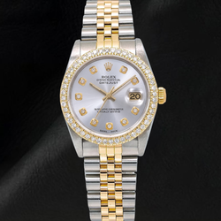 Montre Rolex Datejust 68273 31 mm Bicolore Cadran Argenté Diamants