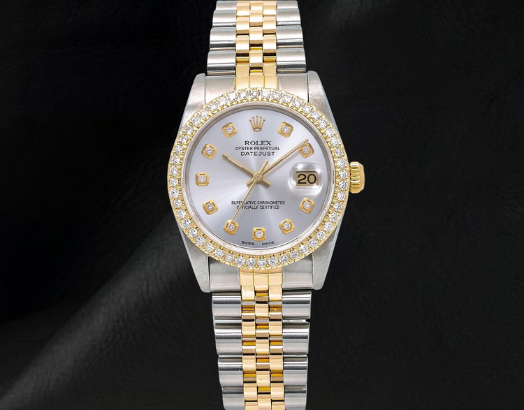 Montre Rolex Datejust 68273 31 mm Bicolore Cadran Argenté Diamants