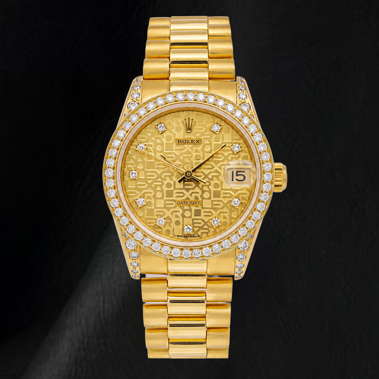 Montre Rolex 68278 President 31 mm en Or Jaune Cadran Diamants Champagne Jubilé