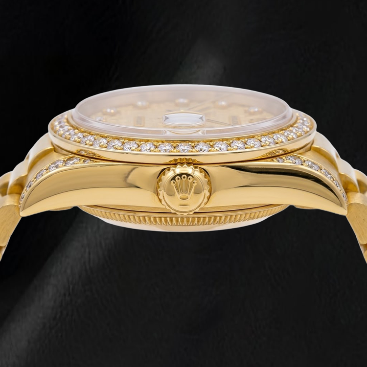 Montre Rolex 68278 President 31 mm en Or Jaune Cadran Diamants Champagne Jubilé