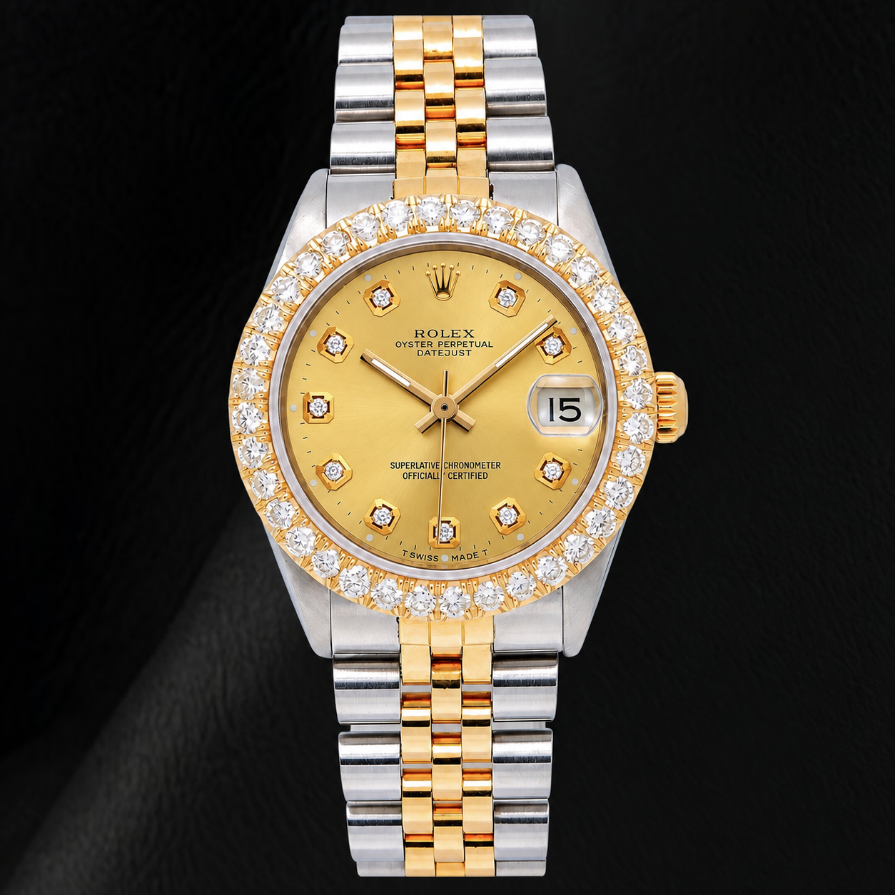 Montre Rolex 6827 Datejust 31 mm Bicolore Cadran Diamants Champagne