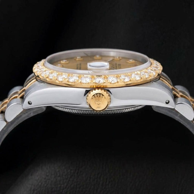 Montre Rolex 6827 Datejust 31 mm Bicolore Cadran Diamants Champagne