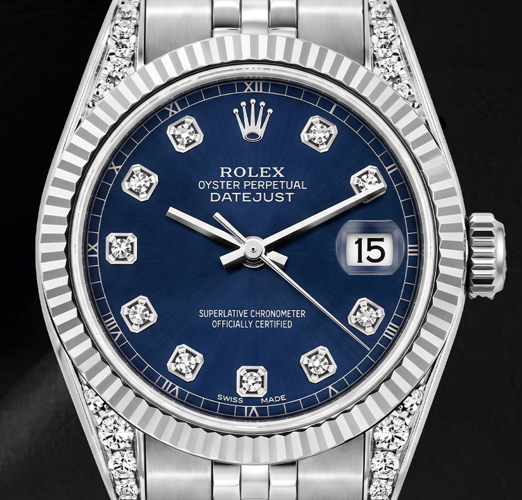 Montre Rolex 6916 Datejust 26 mm en Acier Inoxydable Cadran Diamants Bleu