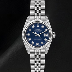 Montre Rolex 6916 Datejust 26 mm en Acier Inoxydable Cadran Diamants Bleu