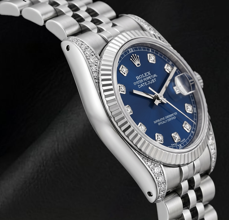Montre Rolex 6916 Datejust 26 mm en Acier Inoxydable Cadran Diamants Bleu