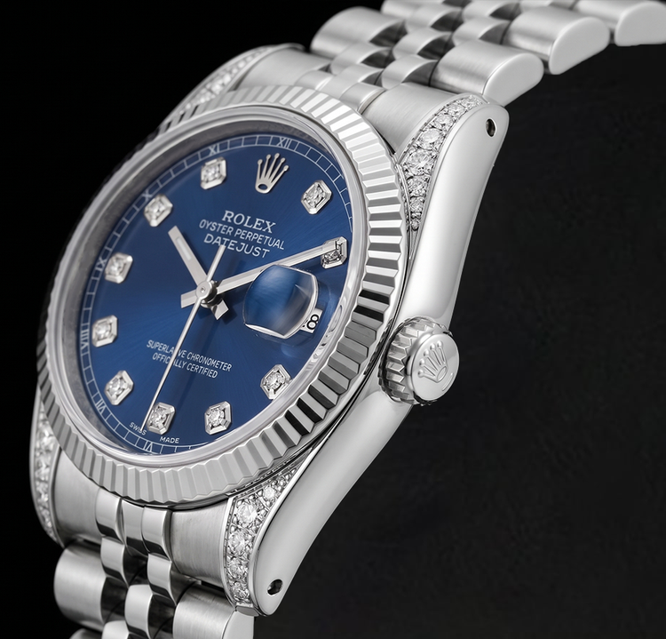 Montre Rolex 6916 Datejust 26 mm en Acier Inoxydable Cadran Diamants Bleu