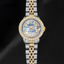 Montre Rolex 6917 26 mm Datejust Bicolore Cadran Diamants en Nacre Bleue à Liseré